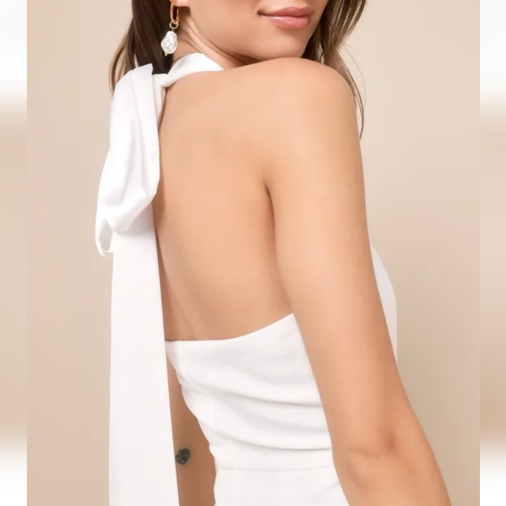 Lulus NWOT Polished Cutie Ivory Collared Sleeveless Backless Mini Dress - Picture 4 of 12